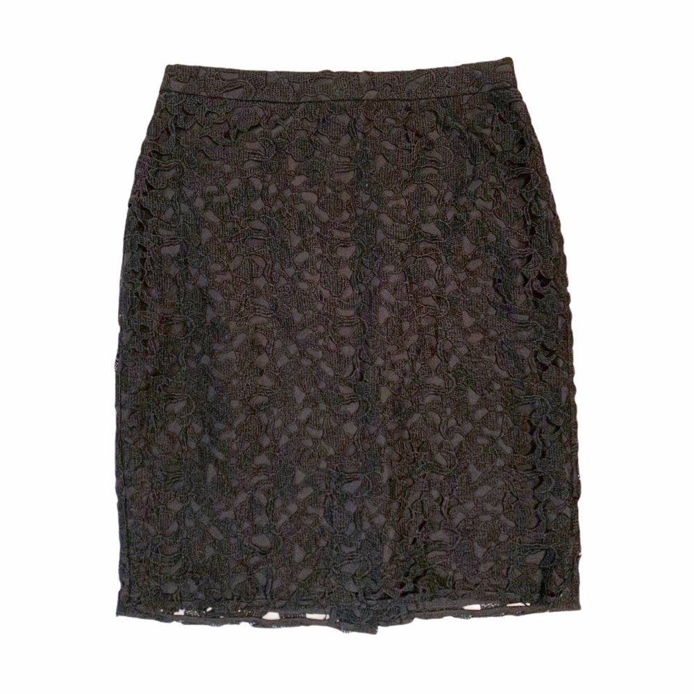 J Crew Pencil Skirt Black Lace Like Work Size 0